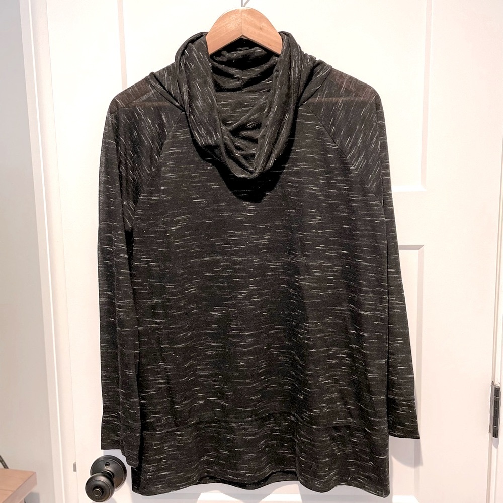 Ann Taylor LOFT Large Cowl Neck Black Top